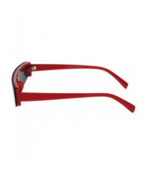 Flat Top Futurism Robotic Disco Narrow Half Rim Plastic Sunglasses - Red Black - CV18OR9H30C $11.17 Shield