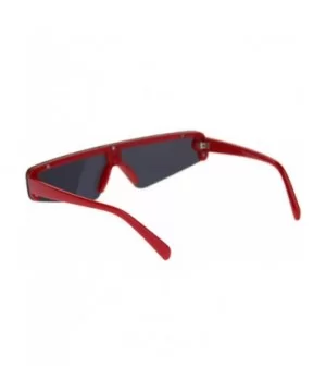 Flat Top Futurism Robotic Disco Narrow Half Rim Plastic Sunglasses - Red Black - CV18OR9H30C $11.17 Shield