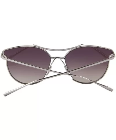 Women Fashion Flat Mirrored Lens Vintage Twin Beam Sunglasses S8014 - Silver - C012GAFHUPR $6.18 Round