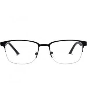 Mens Half Metal Rim Powered Bifocal Reading Eyeglasses - All Black - C9180YZQQ5Q $11.68 Rectangular