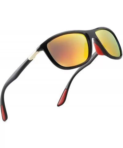 Retro Classic Polarized UV 400 Sunglasses for Men P201907 - Black/Orange - CU18RKC65IE $11.92 Sport