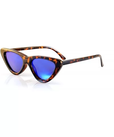 Iconic Celebrity Mirrored Slim Cat-Eye Sunglasses A057 - Tortoise/ Blue Revo - CC1893OQQX6 $8.07 Cat Eye