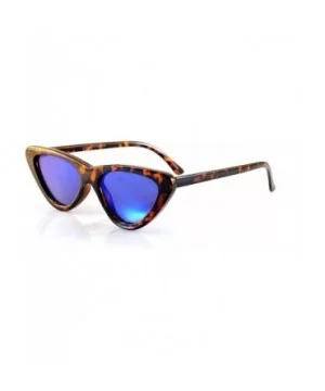 Iconic Celebrity Mirrored Slim Cat-Eye Sunglasses A057 - Tortoise/ Blue Revo - CC1893OQQX6 $8.07 Cat Eye