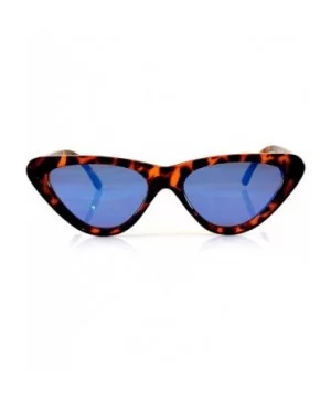 Iconic Celebrity Mirrored Slim Cat-Eye Sunglasses A057 - Tortoise/ Blue Revo - CC1893OQQX6 $8.07 Cat Eye