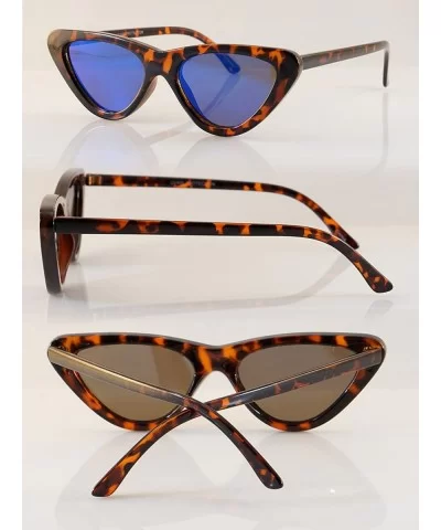 Iconic Celebrity Mirrored Slim Cat-Eye Sunglasses A057 - Tortoise/ Blue Revo - CC1893OQQX6 $8.07 Cat Eye