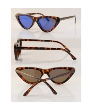 Iconic Celebrity Mirrored Slim Cat-Eye Sunglasses A057 - Tortoise/ Blue Revo - CC1893OQQX6 $8.07 Cat Eye