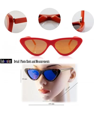 Iconic Celebrity Mirrored Slim Cat-Eye Sunglasses A057 - Tortoise/ Blue Revo - CC1893OQQX6 $8.07 Cat Eye