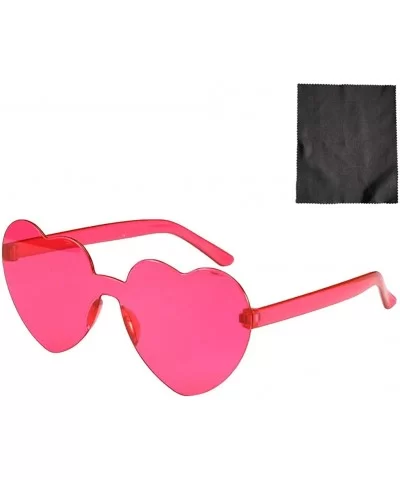 Heart Shaped Rimless Sunglasses One Pieces Transparent Candy Color Frameless Glasses Love Eyewear - I - CF1905MT9HL $6.90 Rim...