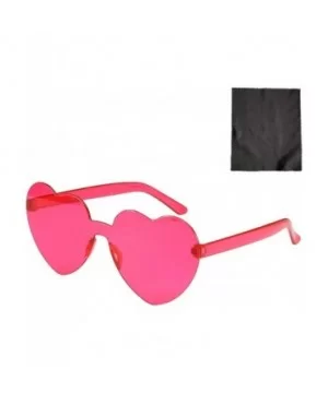 Heart Shaped Rimless Sunglasses One Pieces Transparent Candy Color Frameless Glasses Love Eyewear - I - CF1905MT9HL $6.90 Rim...