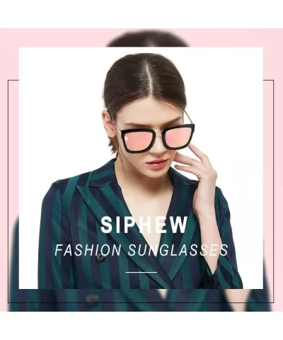 Oversized Sunglasses for Women-Polarized Mirrored Lens - Fashion Eyewear 100% UV Protection - CN190EAZNIU $20.64 Oversized