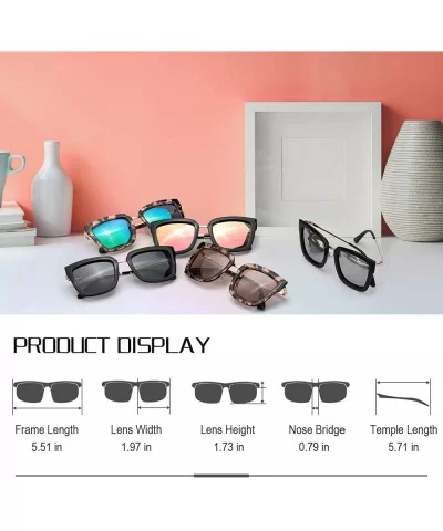 Oversized Sunglasses for Women-Polarized Mirrored Lens - Fashion Eyewear 100% UV Protection - CN190EAZNIU $20.64 Oversized