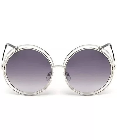 The Classic Retro over Oversized Round Circle Stainless Steel Frame Mirror Sunglasses for Women Ladies - CK193Q43WEW $43.04 O...