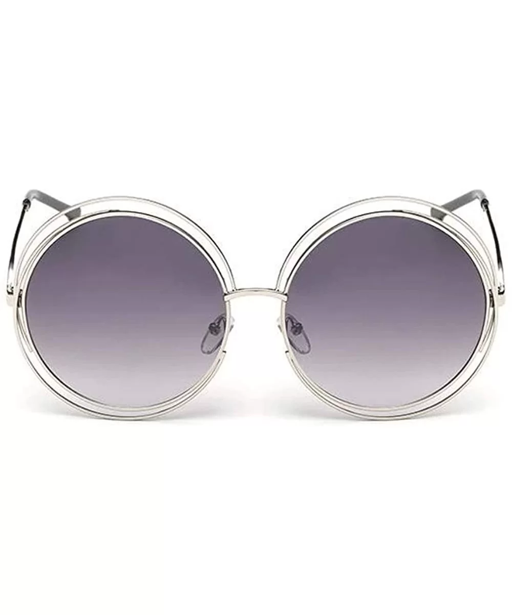 The Classic Retro over Oversized Round Circle Stainless Steel Frame Mirror Sunglasses for Women Ladies - CK193Q43WEW $43.04 O...