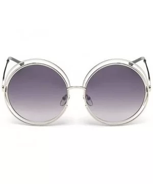 The Classic Retro over Oversized Round Circle Stainless Steel Frame Mirror Sunglasses for Women Ladies - CK193Q43WEW $43.04 O...