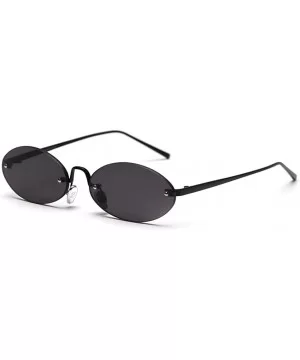 Retro Oval Sunglasses Ladies Gift Items Round Rimless Sun Glasses for Men Metal - Full Black - CR18UZX5EUX $10.58 Rimless