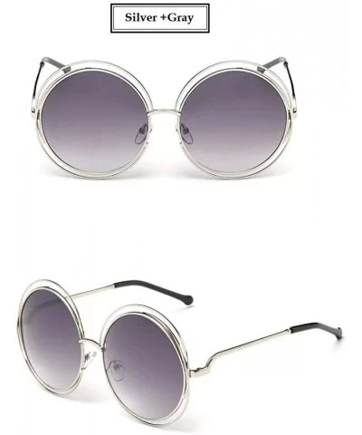 The Classic Retro over Oversized Round Circle Stainless Steel Frame Mirror Sunglasses for Women Ladies - CK193Q43WEW $43.04 O...