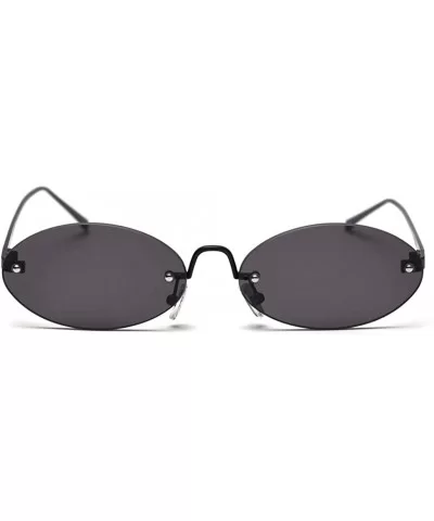 Retro Oval Sunglasses Ladies Gift Items Round Rimless Sun Glasses for Men Metal - Full Black - CR18UZX5EUX $10.58 Rimless