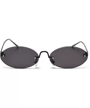 Retro Oval Sunglasses Ladies Gift Items Round Rimless Sun Glasses for Men Metal - Full Black - CR18UZX5EUX $10.58 Rimless