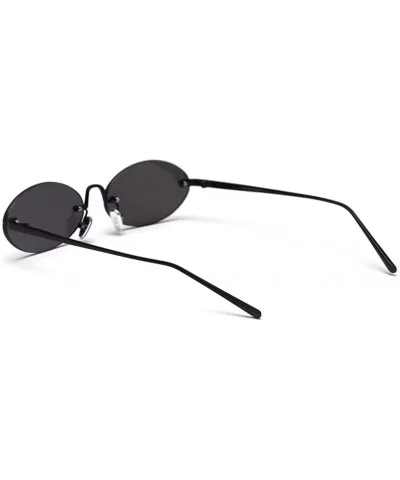 Retro Oval Sunglasses Ladies Gift Items Round Rimless Sun Glasses for Men Metal - Full Black - CR18UZX5EUX $10.58 Rimless