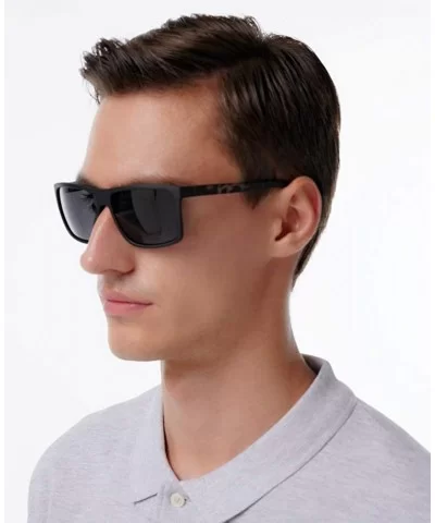 ERGOMIC design Men Rectangle UV protective polarized lightweight sunglasses - Black / Gray - CP18DUGMW62 $12.05 Rectangular