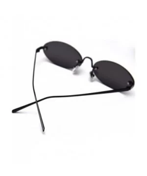 Retro Oval Sunglasses Ladies Gift Items Round Rimless Sun Glasses for Men Metal - Full Black - CR18UZX5EUX $10.58 Rimless