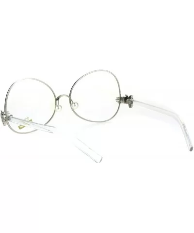 Pearl Nose Pad Clown Hand Hinge Drop Temple Swan Eye Glasses - Silver - CT184Y090CS $9.50 Butterfly