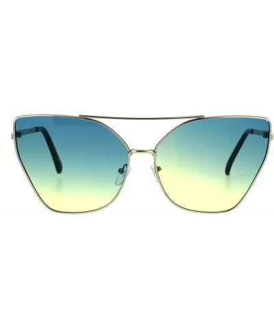 Womens Oversized Fashion Sunglasses Square Butterfly Metal Frame Ombre Lens - Silver (Blue Yellow) - CK186NN684M $8.45 Butterfly