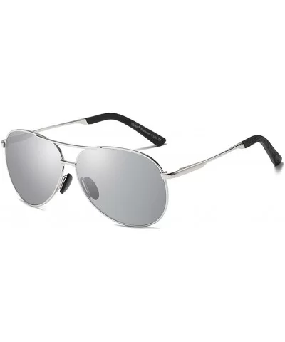 Sunglasses Polarized Protection Mirrored - 1489 Silver Frame Silver Lens - CQ18EM26HGQ $11.65 Round