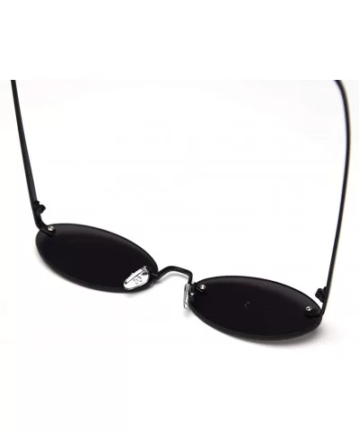 Retro Oval Sunglasses Ladies Gift Items Round Rimless Sun Glasses for Men Metal - Full Black - CR18UZX5EUX $10.58 Rimless