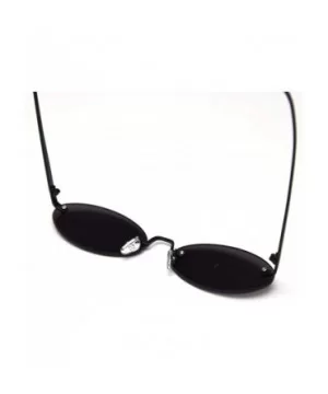 Retro Oval Sunglasses Ladies Gift Items Round Rimless Sun Glasses for Men Metal - Full Black - CR18UZX5EUX $10.58 Rimless