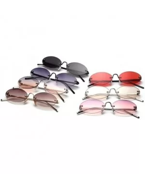 Retro Oval Sunglasses Ladies Gift Items Round Rimless Sun Glasses for Men Metal - Full Black - CR18UZX5EUX $10.58 Rimless