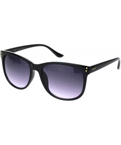 Womens Boyfriend Style Horn Rim Rectangular Retro Plastic Sunglasses - All Black - CI18OER9YMR $8.28 Rectangular