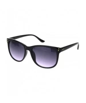 Womens Boyfriend Style Horn Rim Rectangular Retro Plastic Sunglasses - All Black - CI18OER9YMR $8.28 Rectangular