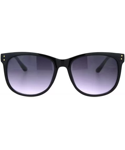 Womens Boyfriend Style Horn Rim Rectangular Retro Plastic Sunglasses - All Black - CI18OER9YMR $8.28 Rectangular