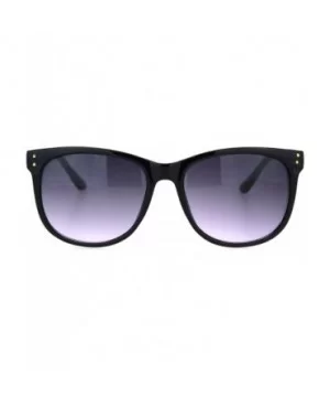 Womens Boyfriend Style Horn Rim Rectangular Retro Plastic Sunglasses - All Black - CI18OER9YMR $8.28 Rectangular