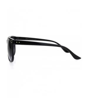 Womens Boyfriend Style Horn Rim Rectangular Retro Plastic Sunglasses - All Black - CI18OER9YMR $8.28 Rectangular