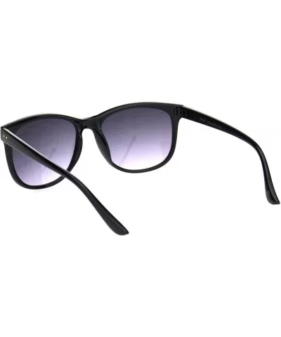 Womens Boyfriend Style Horn Rim Rectangular Retro Plastic Sunglasses - All Black - CI18OER9YMR $8.28 Rectangular