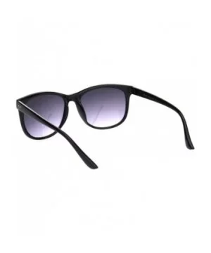 Womens Boyfriend Style Horn Rim Rectangular Retro Plastic Sunglasses - All Black - CI18OER9YMR $8.28 Rectangular