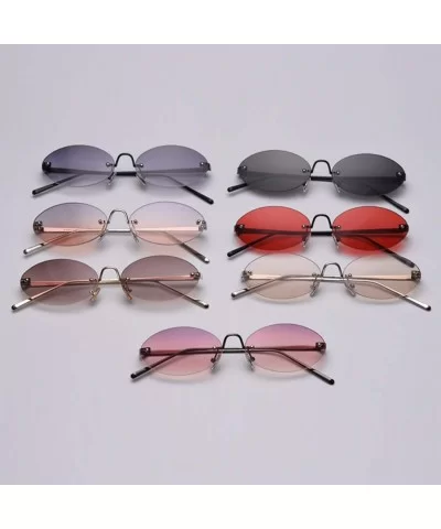 Retro Oval Sunglasses Ladies Gift Items Round Rimless Sun Glasses for Men Metal - Full Black - CR18UZX5EUX $10.58 Rimless