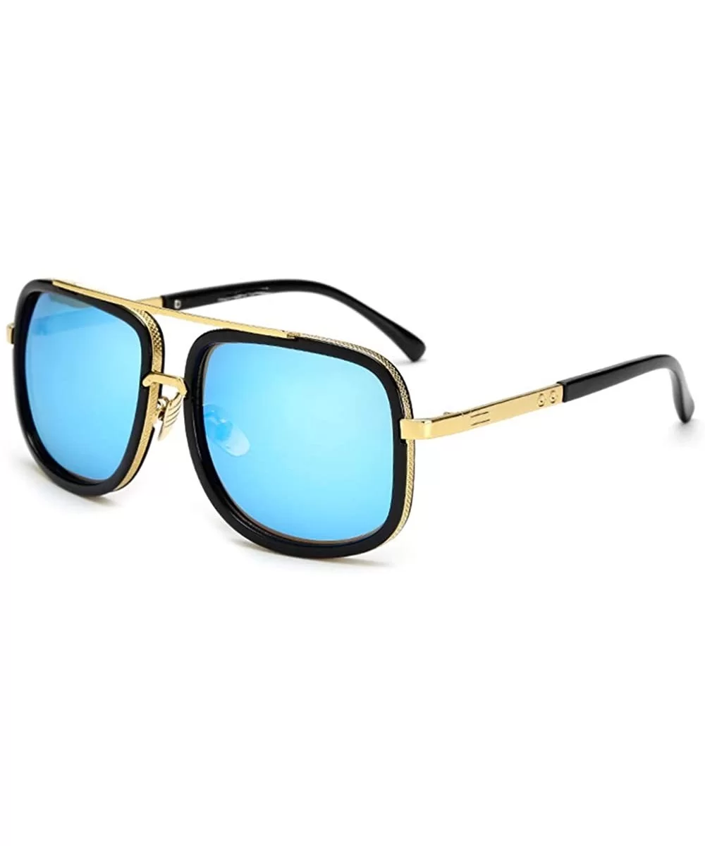 Oversized Men Sunglasses - Black Blue - C918HMO85ZZ $10.97 Oversized