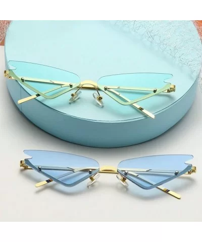 Rimless Cat Eye Sunglasses for Women Sexy Triangle Sun Glasses Eyewear UV400 - Red Lens - CF190360WGC $9.57 Rimless