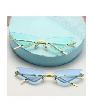 Rimless Cat Eye Sunglasses for Women Sexy Triangle Sun Glasses Eyewear UV400 - Red Lens - CF190360WGC $9.57 Rimless