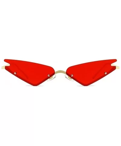 Rimless Cat Eye Sunglasses for Women Sexy Triangle Sun Glasses Eyewear UV400 - Red Lens - CF190360WGC $9.57 Rimless