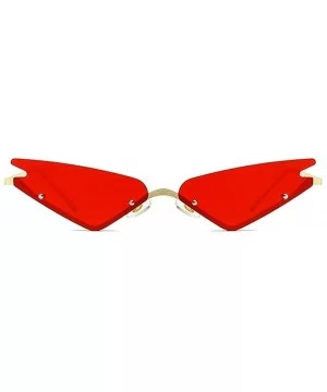 Rimless Cat Eye Sunglasses for Women Sexy Triangle Sun Glasses Eyewear UV400 - Red Lens - CF190360WGC $9.57 Rimless