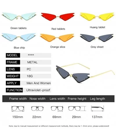 Rimless Cat Eye Sunglasses for Women Sexy Triangle Sun Glasses Eyewear UV400 - Red Lens - CF190360WGC $9.57 Rimless