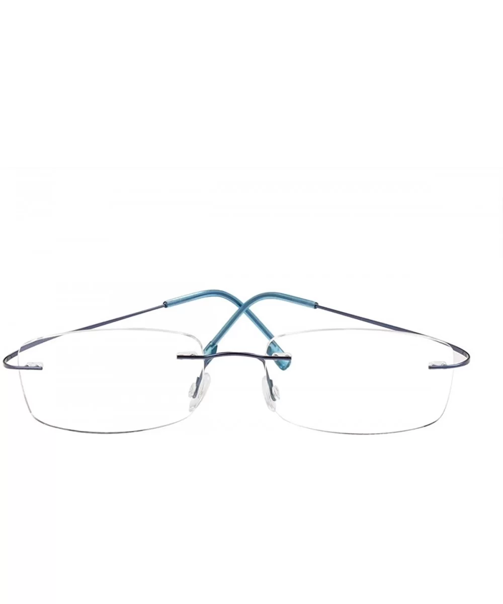 Memory Titanium Frameless Lightweight Reading Glasses Hingeless Flexibled Frames for Mens Womens - Blue - CX18QOC24RK $9.73 S...