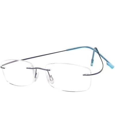 Memory Titanium Frameless Lightweight Reading Glasses Hingeless Flexibled Frames for Mens Womens - Blue - CX18QOC24RK $9.73 S...