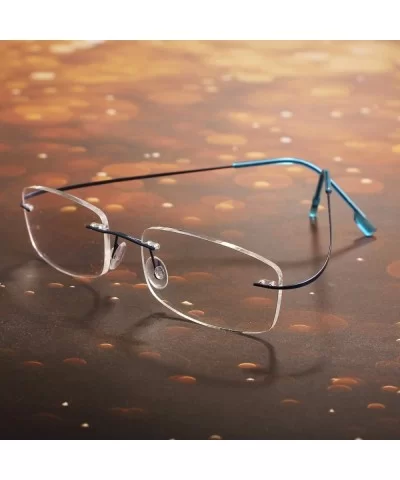 Memory Titanium Frameless Lightweight Reading Glasses Hingeless Flexibled Frames for Mens Womens - Blue - CX18QOC24RK $9.73 S...