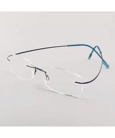 Memory Titanium Frameless Lightweight Reading Glasses Hingeless Flexibled Frames for Mens Womens - Blue - CX18QOC24RK $9.73 S...