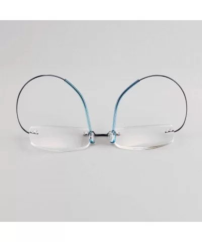 Memory Titanium Frameless Lightweight Reading Glasses Hingeless Flexibled Frames for Mens Womens - Blue - CX18QOC24RK $9.73 S...